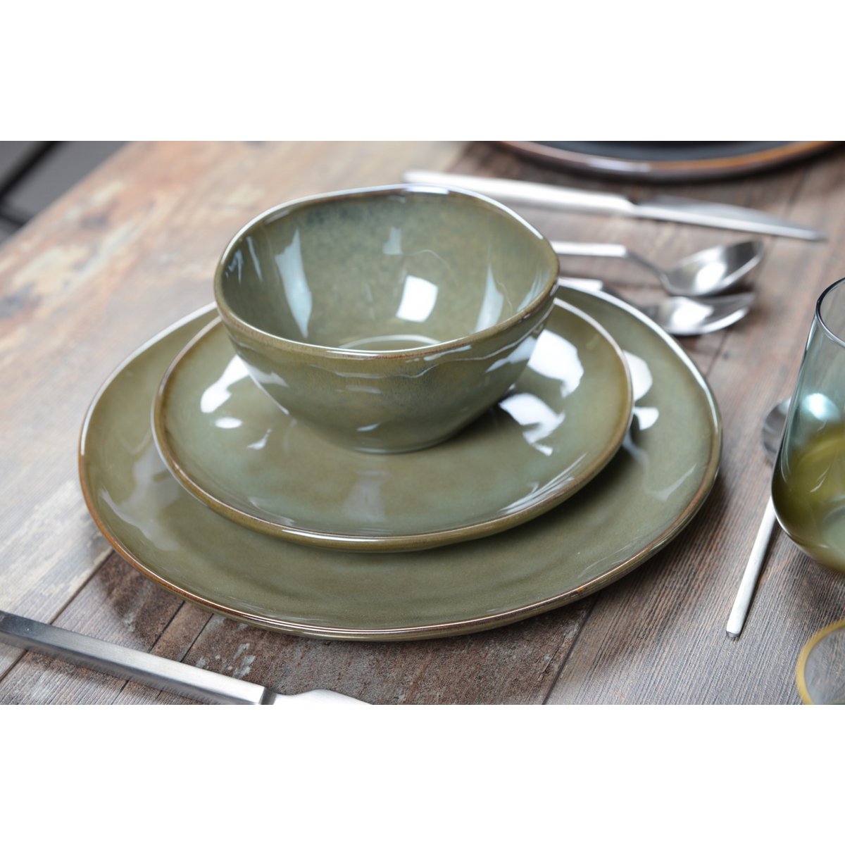 Vlakke plaat keramiek khaki 28.5x21.5x2.9 cm