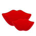Mondbekers set van 2 rood keramiek 24x14x1.5 cm