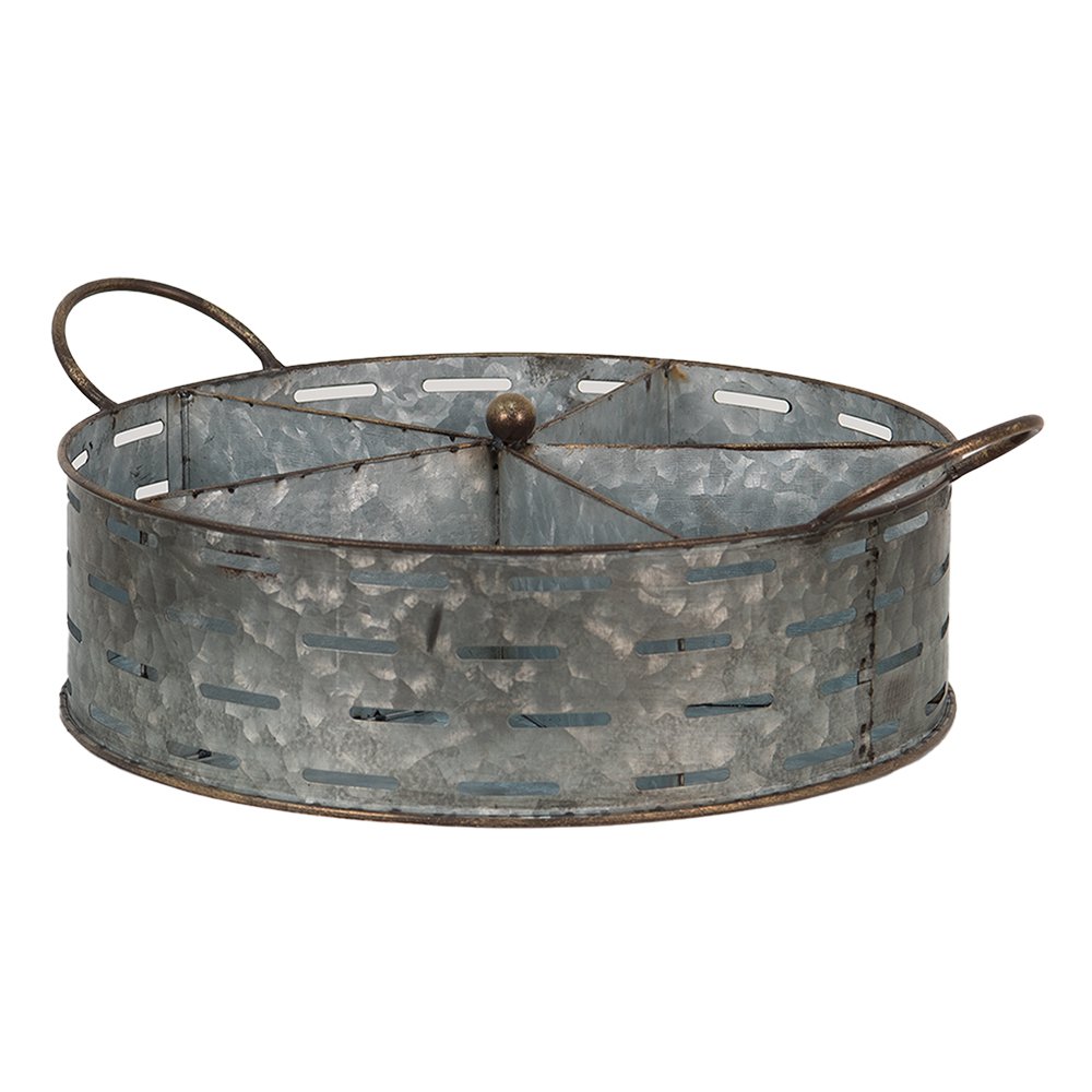 Tray with 5 Compartments 43x34x15 cm Grey Metal Flowerpot Holder