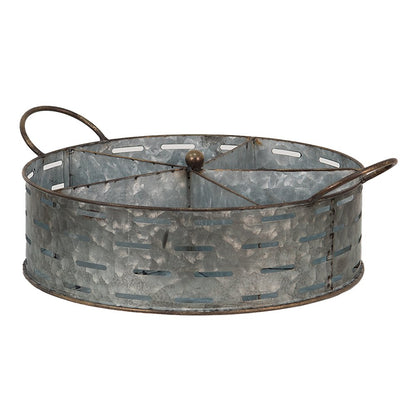 Tray with 5 Compartments 43x34x15 cm Grey Metal Flowerpot Holder