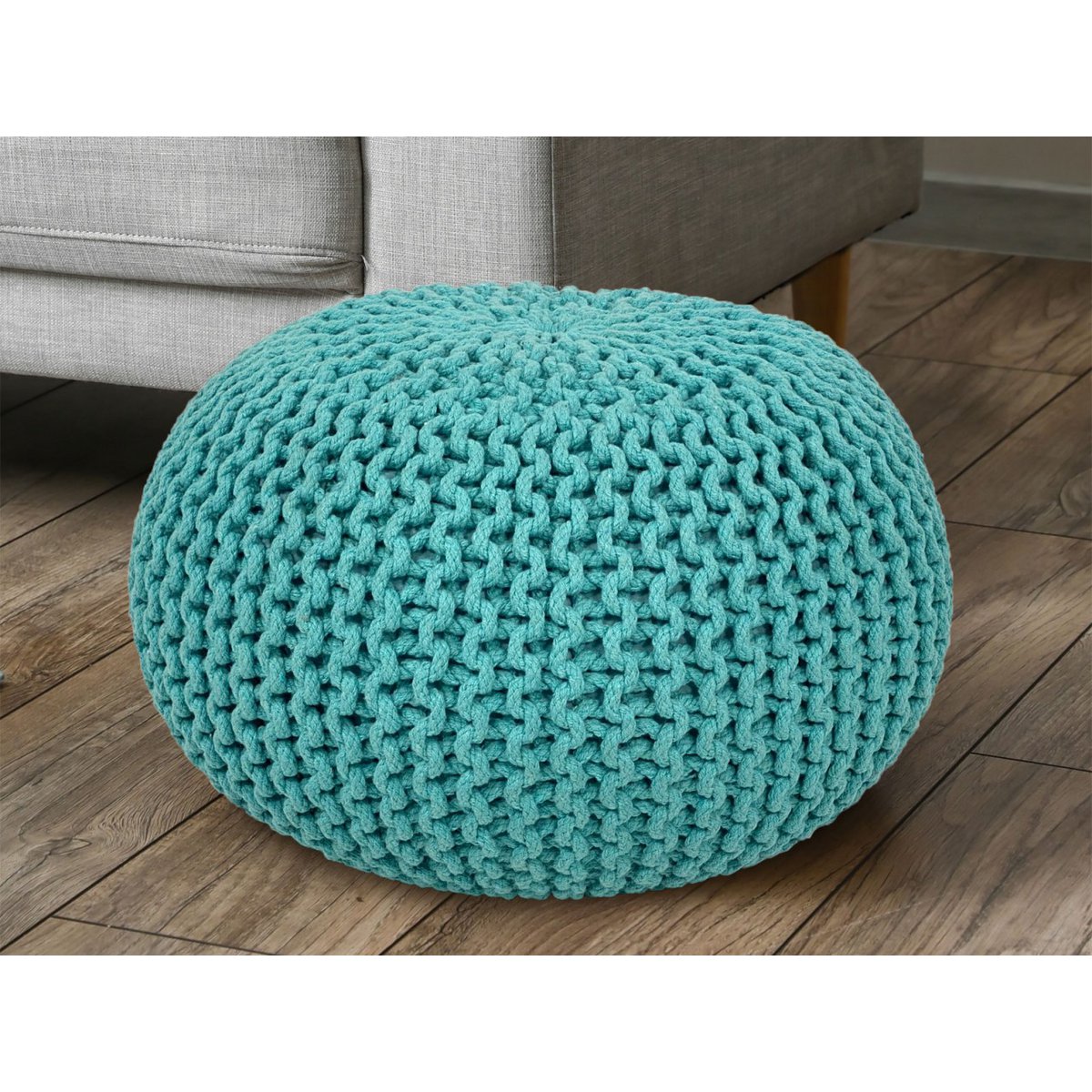 Pouf Ø 55 x 37 cm gebreid gerecycled katoen
