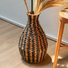 Woven Boho Vase Dayana Black Made of Water Hyacinth Decorative