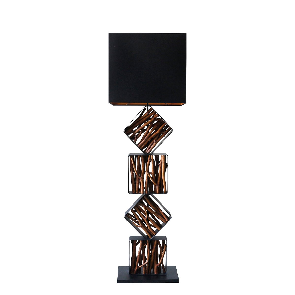 Vloerlamp drijfhout 155 cm zwart goud