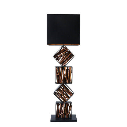 Vloerlamp drijfhout 155 cm zwart goud