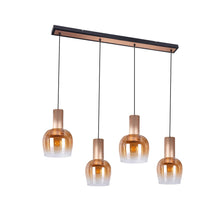 Four-Arm Pendant Lamp Funda Retro Amber Glass E27 Vertical