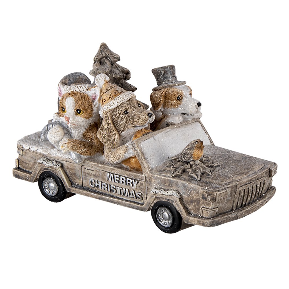 Figurine Animals 15x7x9 cm Grey Beige Polyresin Animals Christmas Decoration