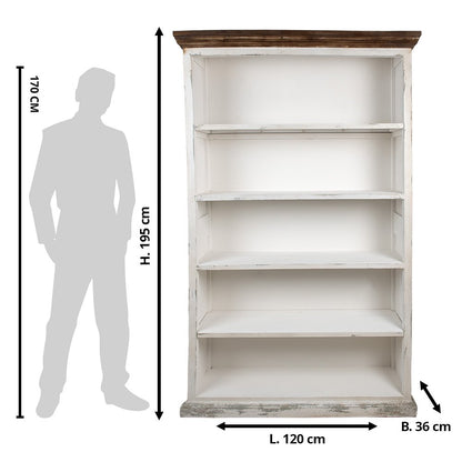 Boekenkast 120x36x195 cm wit hout