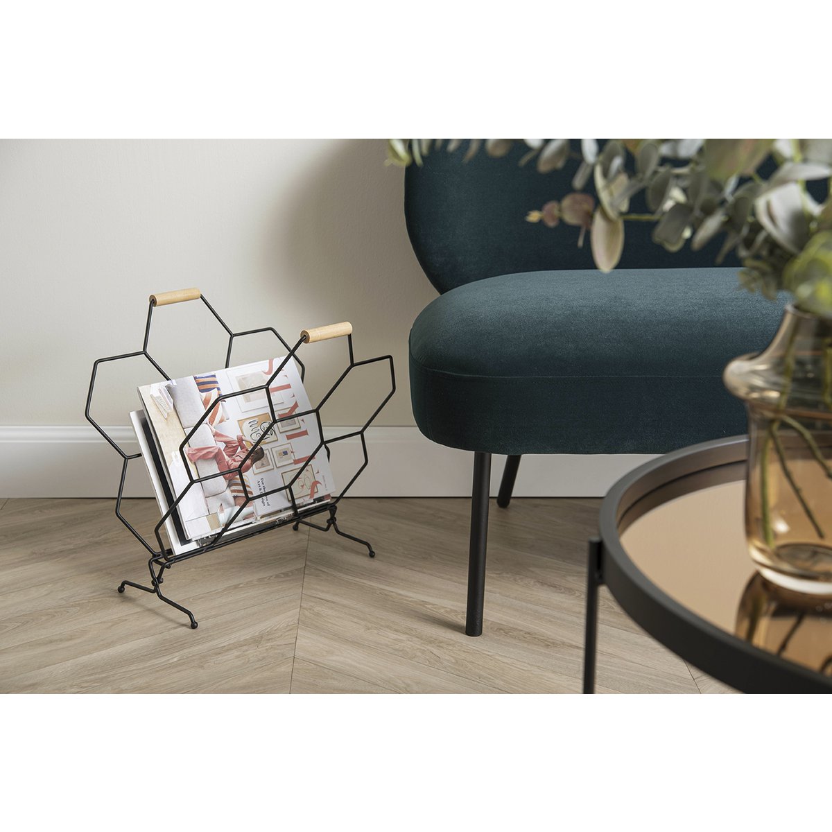 Tijdschriftenrek honingraat 40x45 cm metaal zwart
