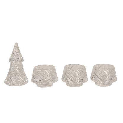 Voorraadpot kerstboom deksel Ø 7x24 cm glas transparant