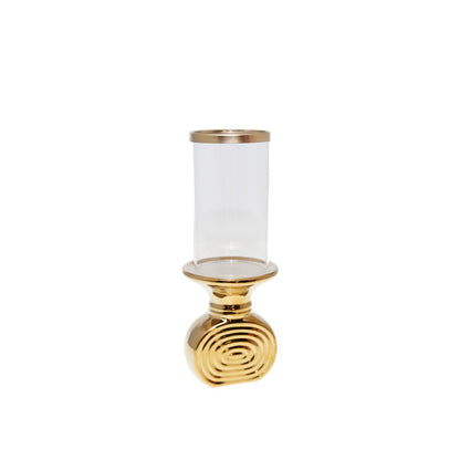 Kaarsenhouder goud metaal glas 10x10x26.5 cm