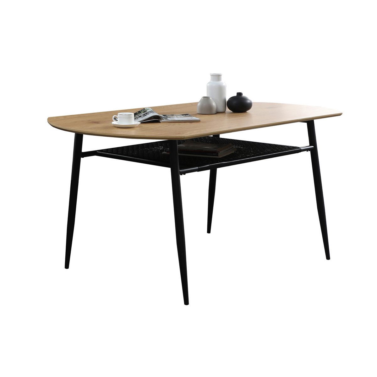 Eettafel 180x90x76 cm naturel MDF zwart metaal