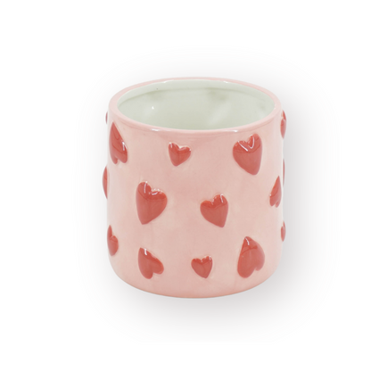 Bloempot 15,5x15,5x16 cm roze rood dolomiet
