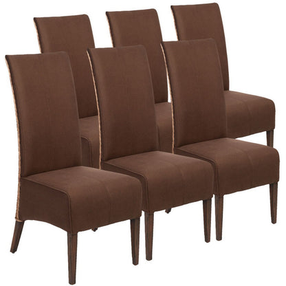 Rattan Eetkamerstoelen Set Van 6 Met Zittingen Wildleer Look