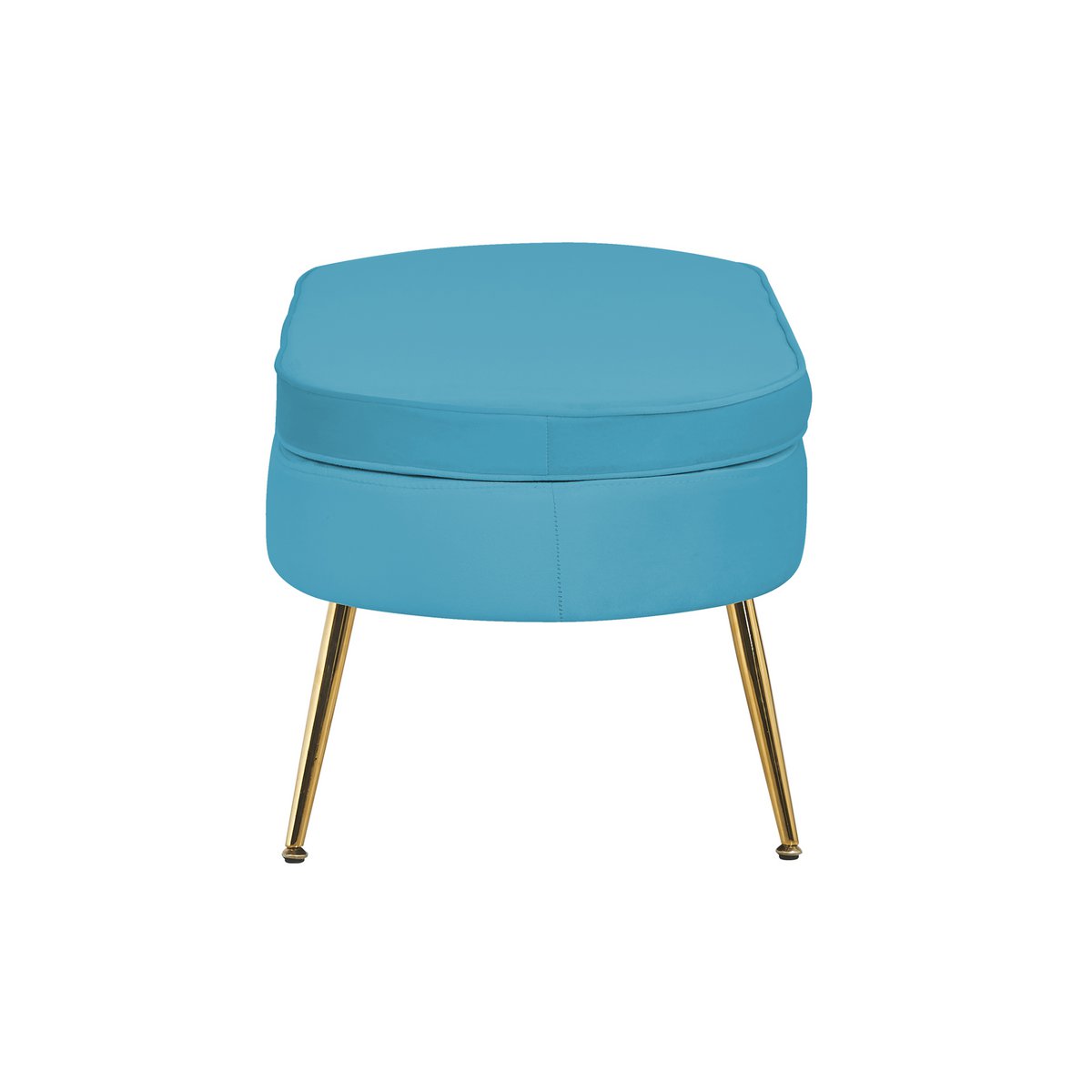 Oval ottoman made of blue velvet