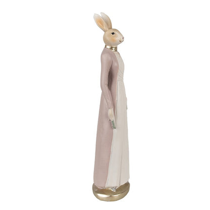 Paasdecoratie konijn 28 cm beige roze polyresin