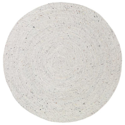 Vloerkleed rond 140 cm wol katoen beige-ecru
