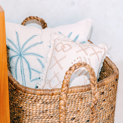 Mentari Extra Grote Vierkante Boho Wasmand Waterhyacint