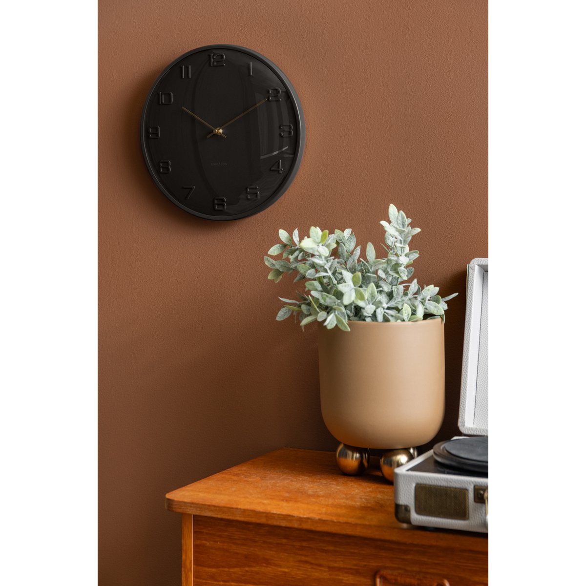 Wandklok 31 cm zwart ijzer