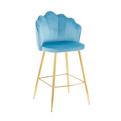 Barkrukken set van 2 blauw fluweel goud frame 68 cm