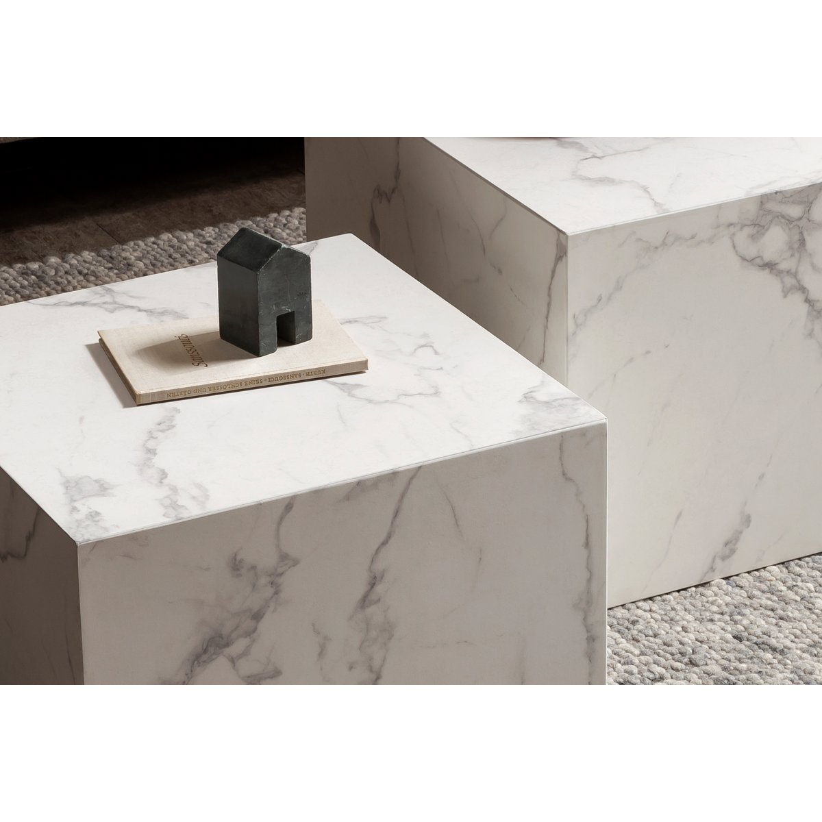 Salontafel set 2 stuks wit marmerlook