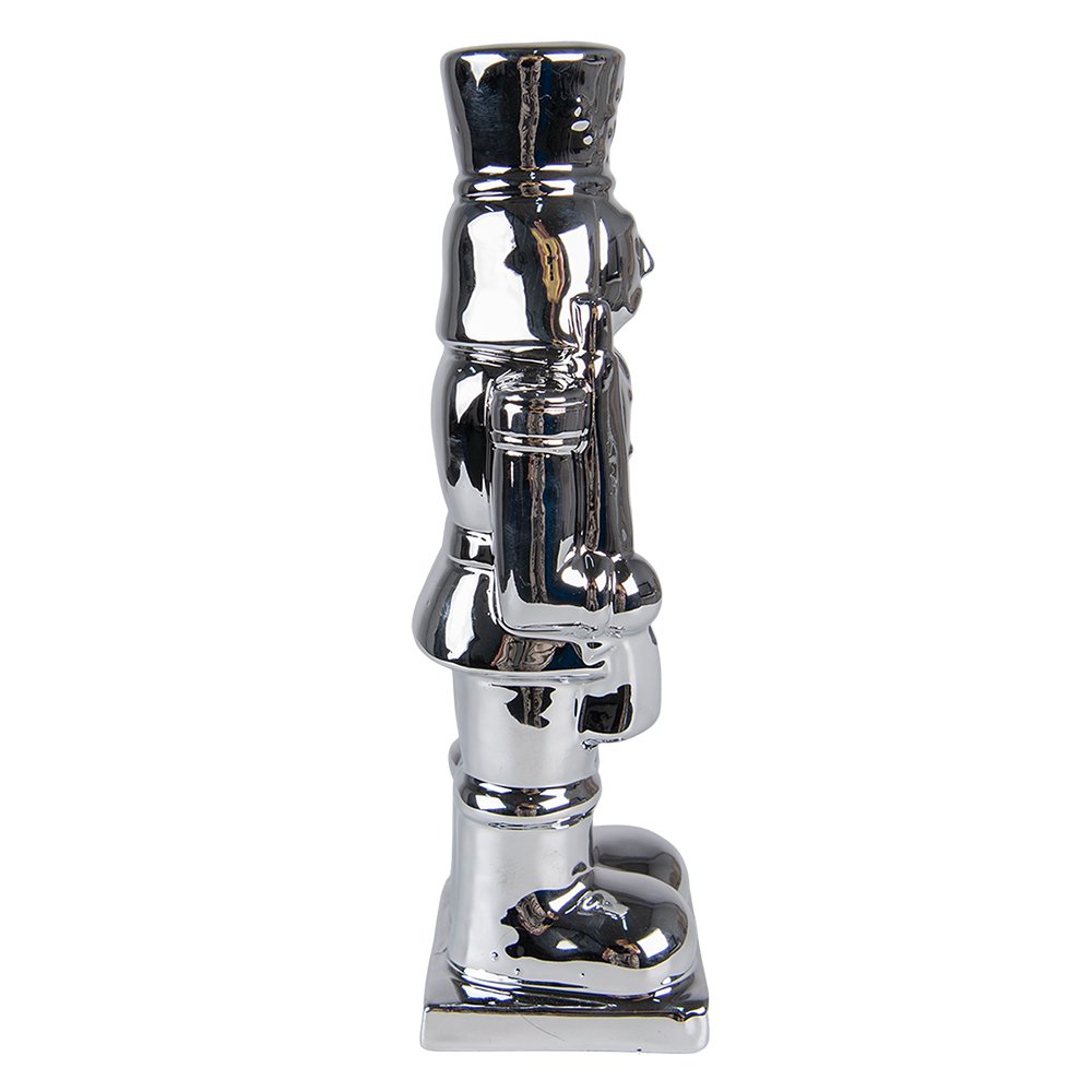 Notenkraker beeld 23 cm zilverkleurig porselein