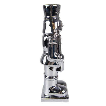 Notenkraker beeld 23 cm zilverkleurig porselein