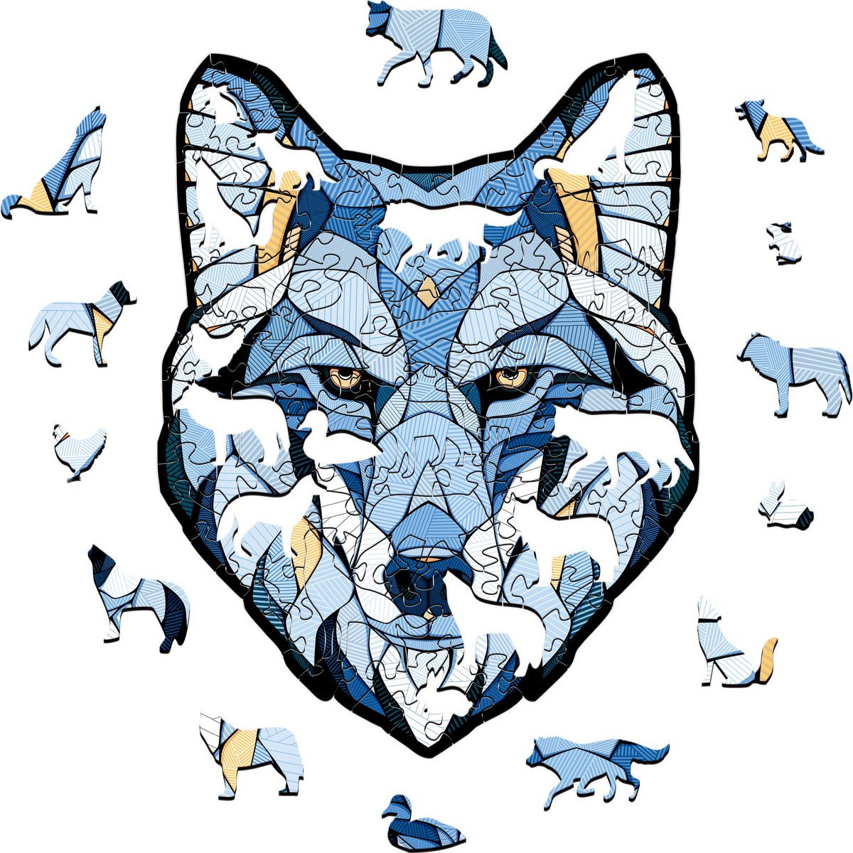 Houten legpuzzel wolf 260 stukjes 35,6x27,4x0,4 cm berkenmultiplex