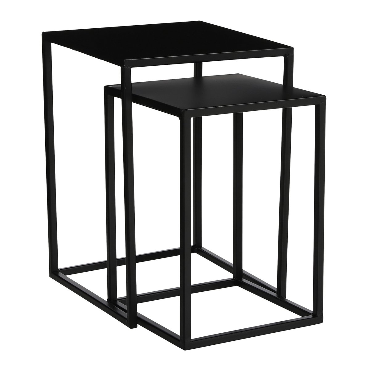 Bijzettafel set 2 stuks metaal zwart L30 B30 H42