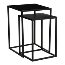 Bijzettafel set 2 stuks metaal zwart L30 B30 H42