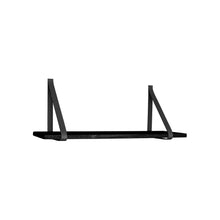 Forno Shelf - Black, Rubberwood/Leather, 80x20x2 cm