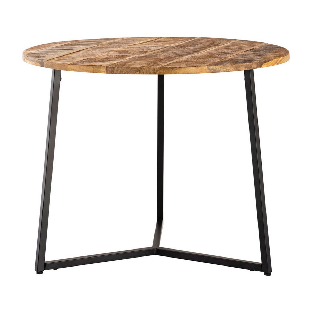 Salontafel Zijtafel Vast Hout 56 Cm Metalen Frame Zwart