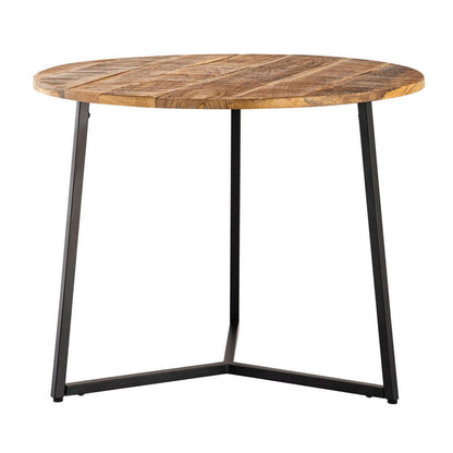 Salontafel Zijtafel Vast Hout 56 Cm Metalen Frame Zwart