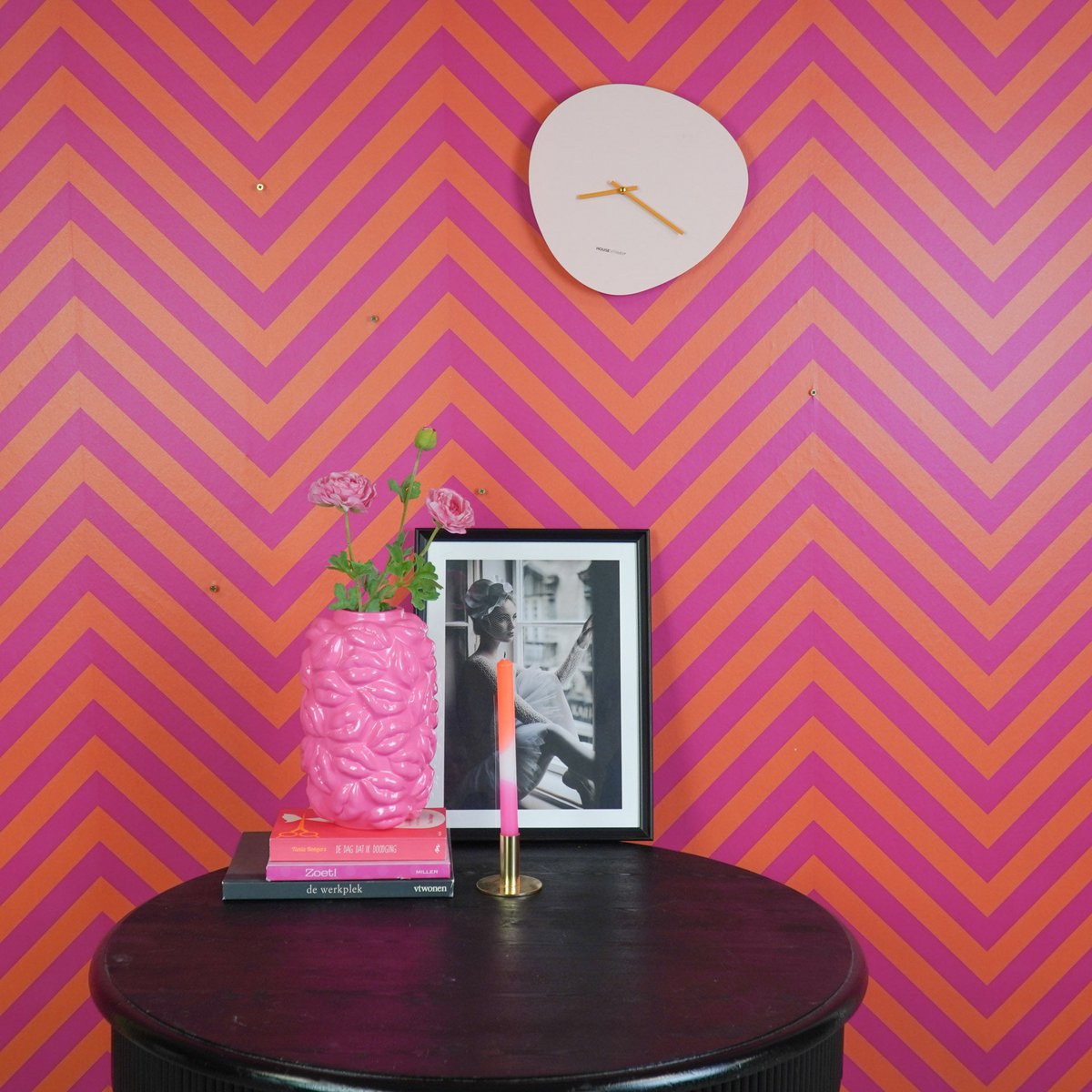 Wandklok 30x30x4 cm MDF roze