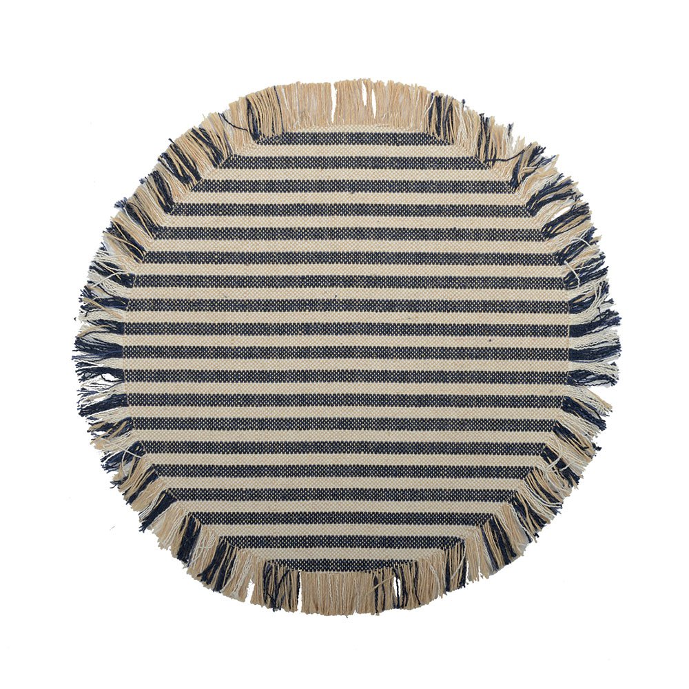Tafelonderlegger jute 37x37 cm beige blauw