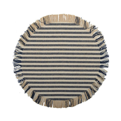 Tafelonderlegger jute 37x37 cm beige blauw