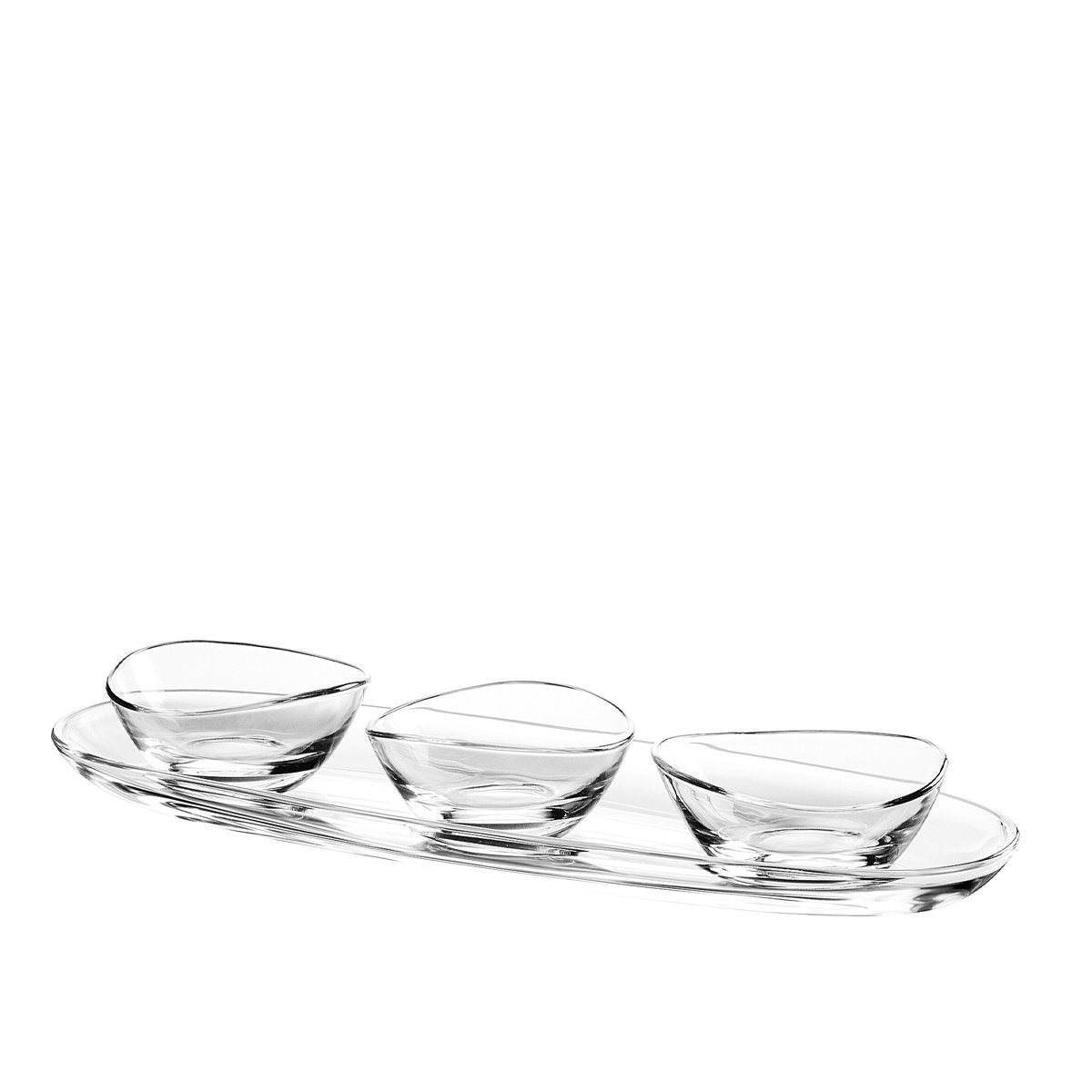 Aperitief set 3 kopjes transparant plateau 50 cm