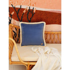Kussen 40x40 cm fluweel blauw wit