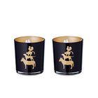 Theelichtjes glas 8 cm zwart set van 2