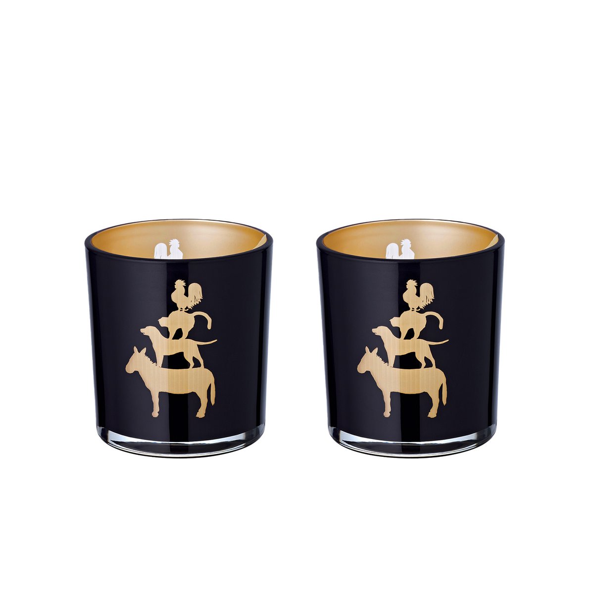 Theelichtjes glas 8 cm zwart set van 2