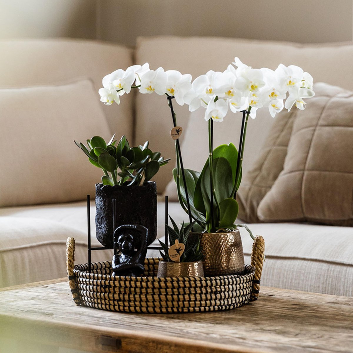 Dienblad rond 30 cm zwart crème