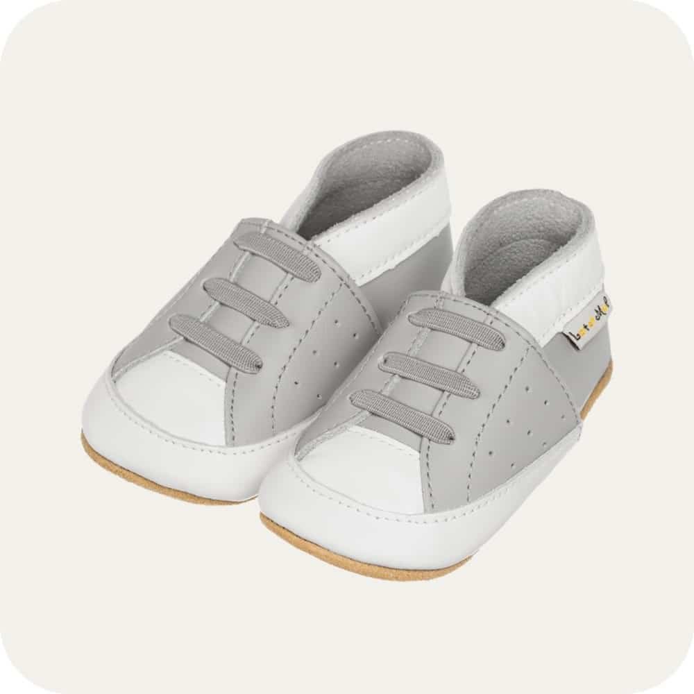 Babyslofjes leer grijs sneaker