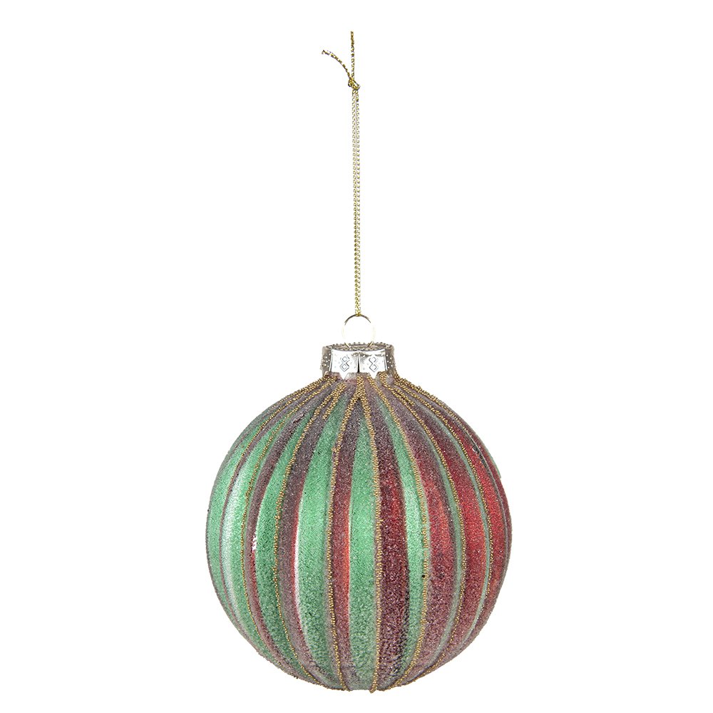Kerstbal set 2 stuks Ø 10/8 cm rood groen glas