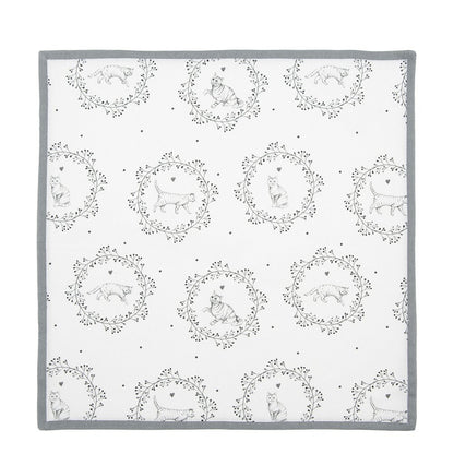 Servetten katoen set van 6 wit grijs kattenpatroon 40x40 cm