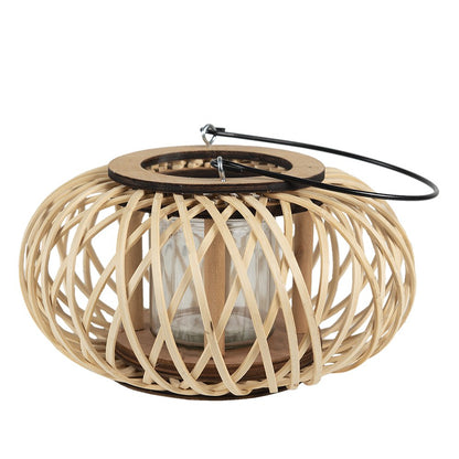 Wind Light Ø 23x12 cm Beige Bamboo Candle Holder