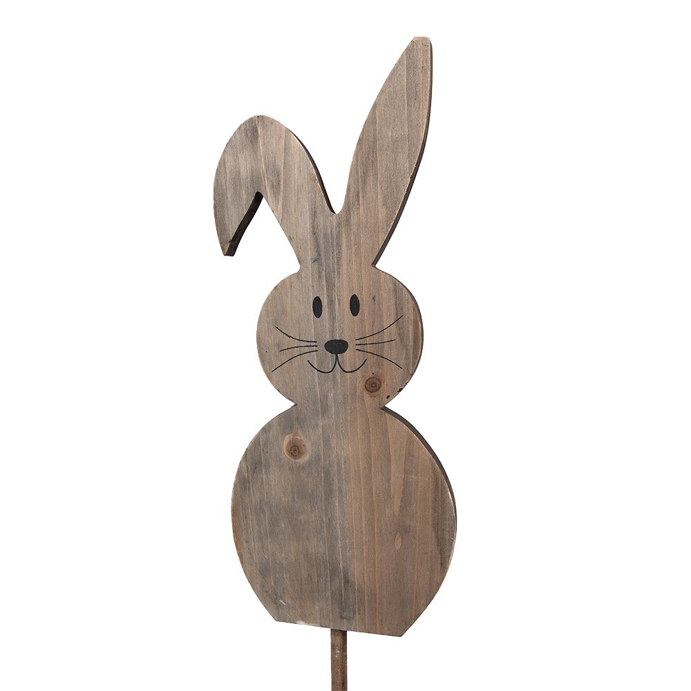 Tuinsteker konijn 100 cm bruin hout