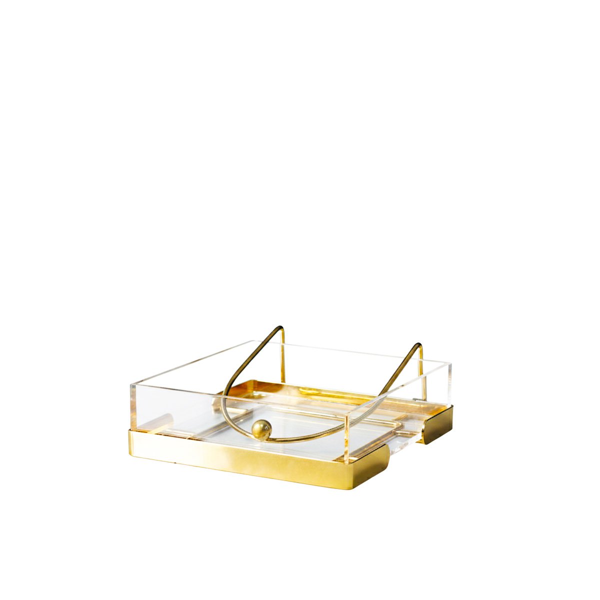 Servethouder acryl transparant goud 19x19x7 cm