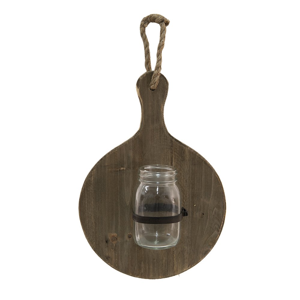 Glazen Vaasjes in Houder 27x13x38 cm Bruin Hout Plantenhouder