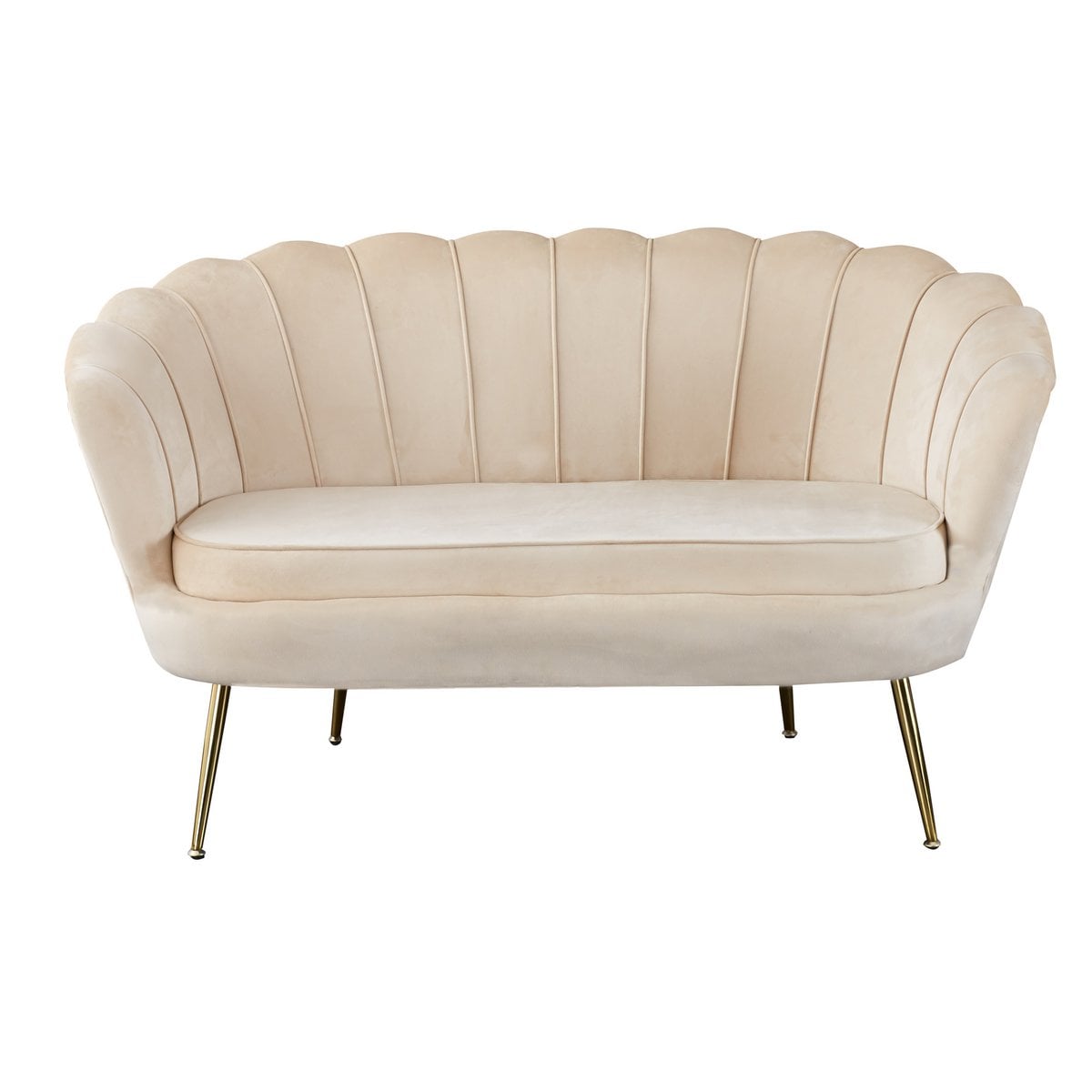 Zitbank beige fluweel 136x77x78 cm