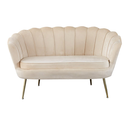Zitbank beige fluweel 136x77x78 cm