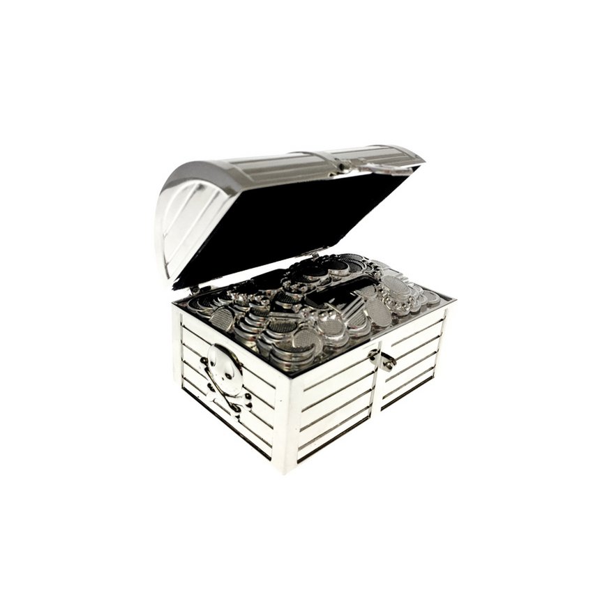 Spaarpot metaal zilver 6x6x9.5 cm
